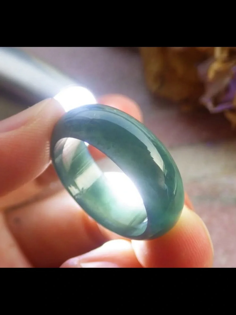 Certificate Jadeite Jewelry Jade luck dark Green Ring Size9